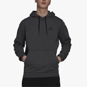 NEW! ADIDAS ESSENTIALS FEELCOZY FLEECE HOODIE SWEATSHIRT DARK GRAY/BLACK SzXL